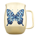 Double Barrel Mug – White Powder Coat, Butterfly