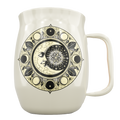 Double Barrel Mug – White Powder Coat, Lunar Mandala