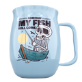 Double Barrel Mug – Blue Powder Coat, Skeleton Fishing