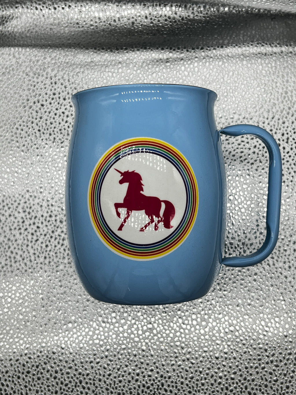 Double Barrel Mug – Light Blue Powder Coat, Unicorn