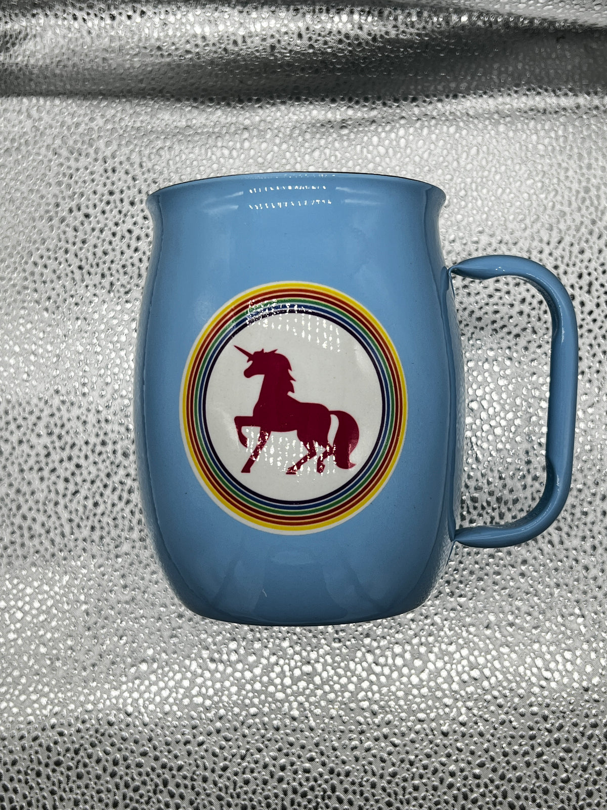 Double Barrel Mug – Light Blue Powder Coat, Unicorn