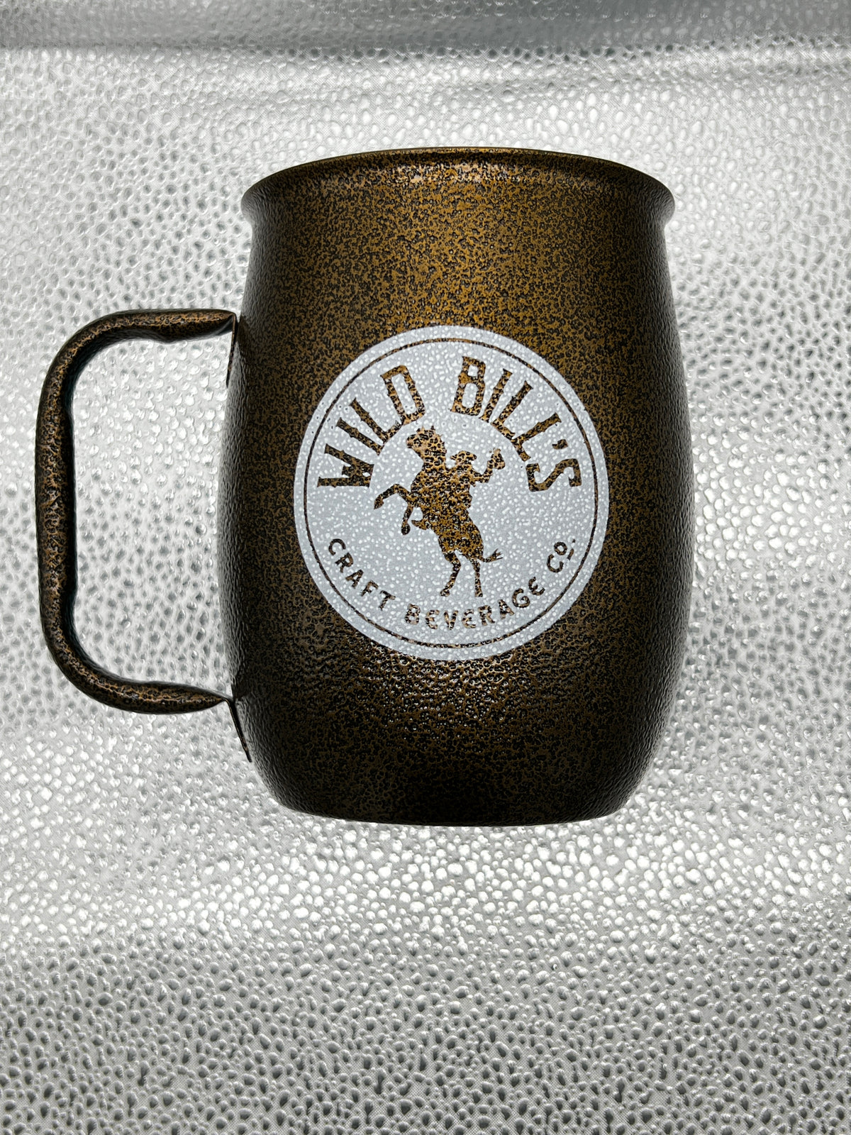 Double Barrel Mug – Gold Freckled Powder Coat, White Double Silk Screen