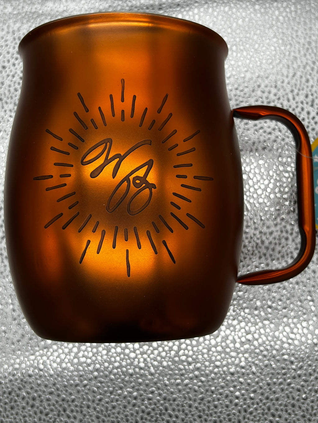 Large Double Barrel Mug – Orange Metallic, Etched