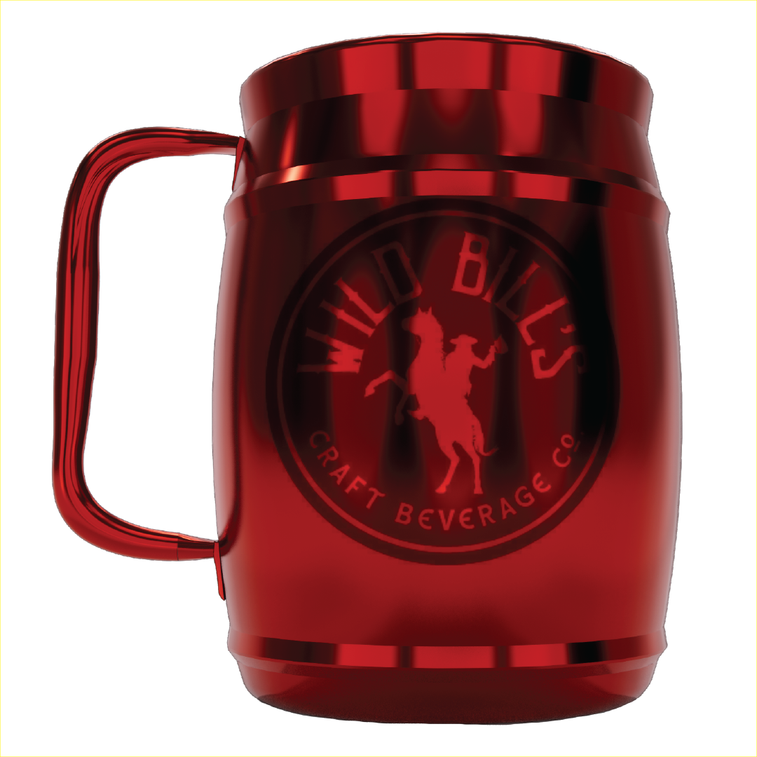 Large Double Barrel Mug – Red Metallic, Etched