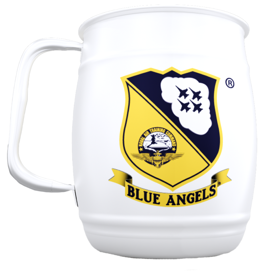 Blue Angels, Single Barrel, White, Powder Coat, Blue Silk Screen WBS Logo, Transfer Logo, No Date
