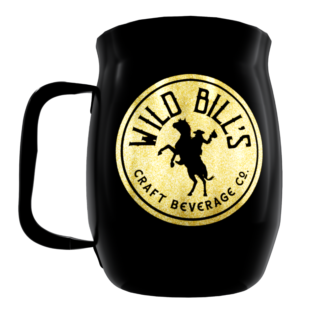 Double Barrel Mug – Black Powder Coat, Gold Silk Screen