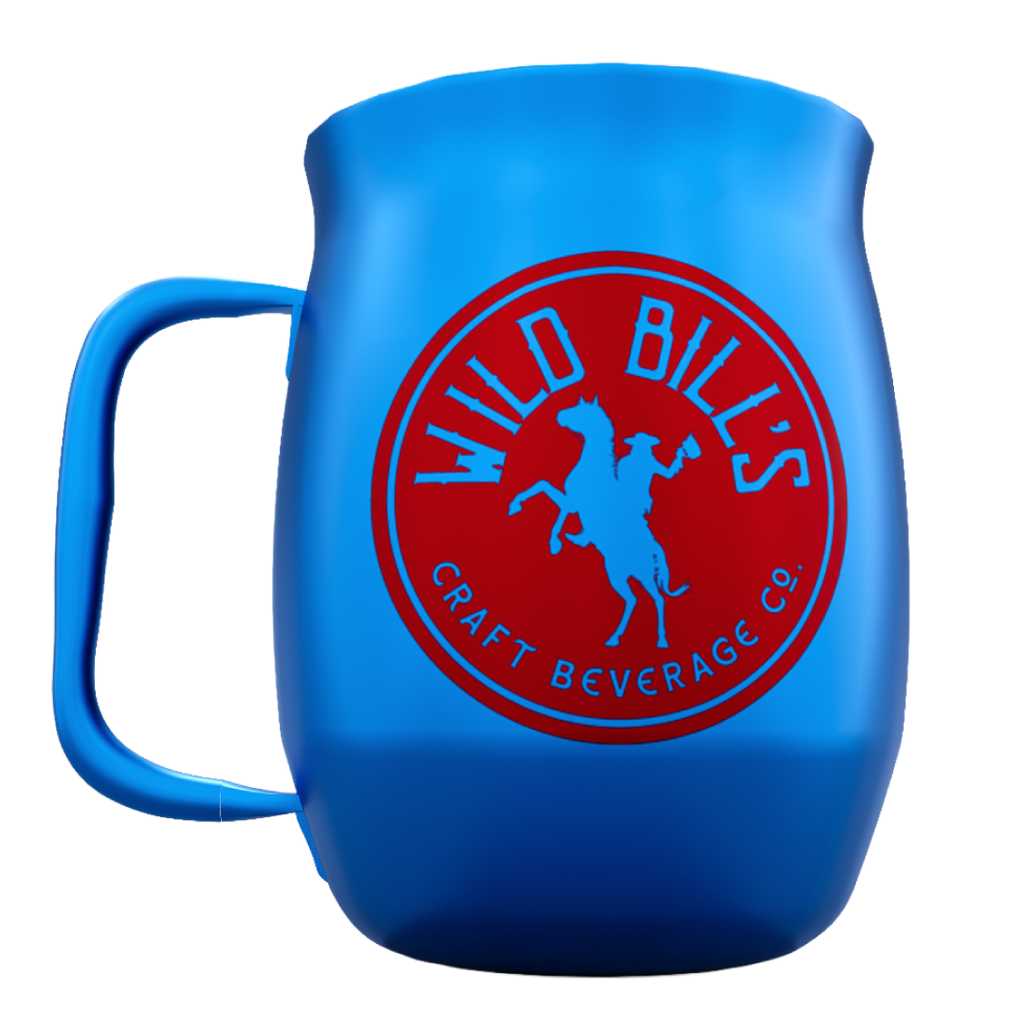 Double Barrel Mug – Blue Powder Coat, Critical Hit
