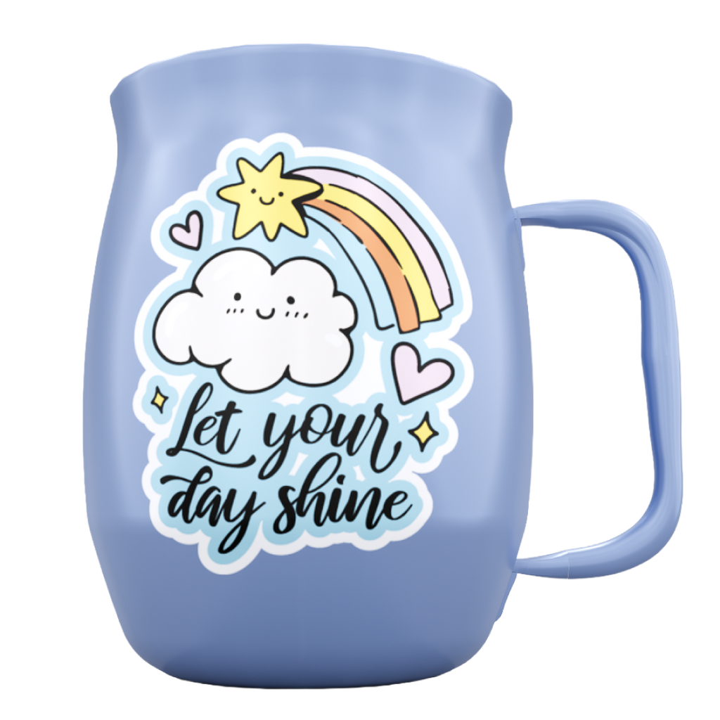Double Barrel Mug – Blue Powder Coat, Let Your Day Shine