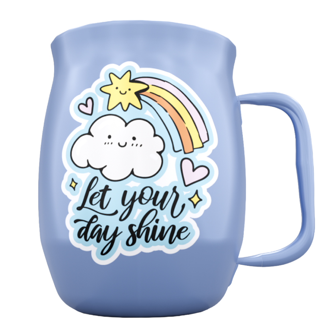 Double Barrel Mug – Blue Powder Coat, Let Your Day Shine
