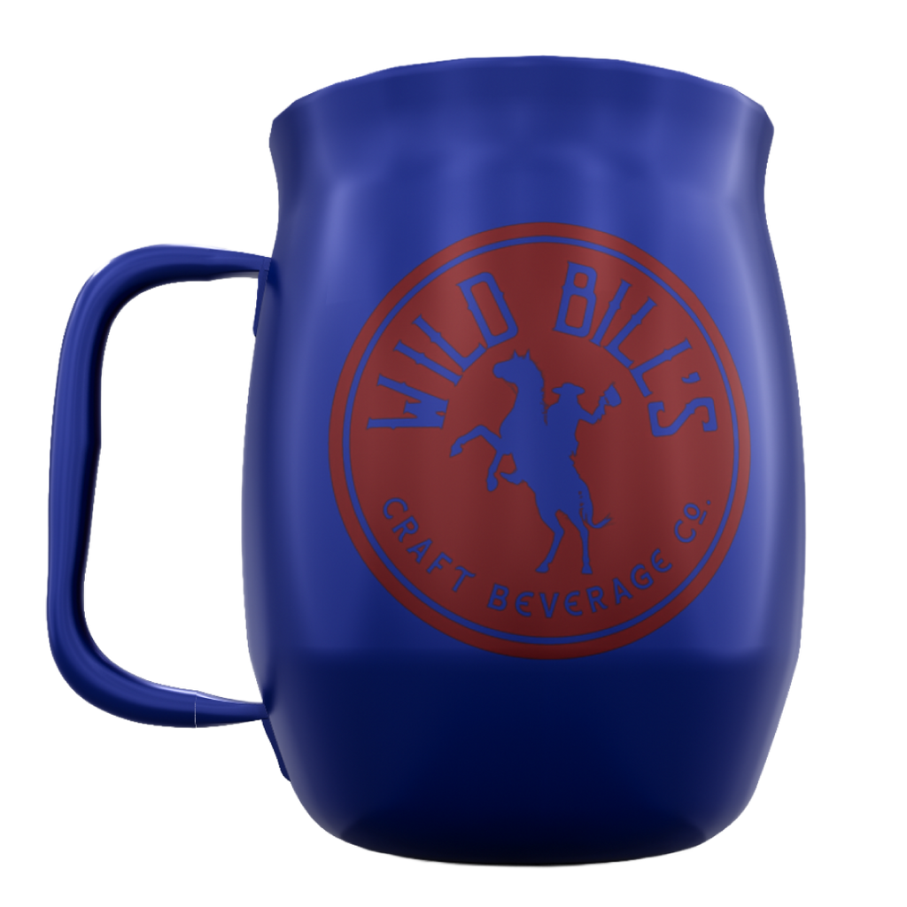 Double Barrel Mug – Blue Powder Coat, Fiery Kaiju