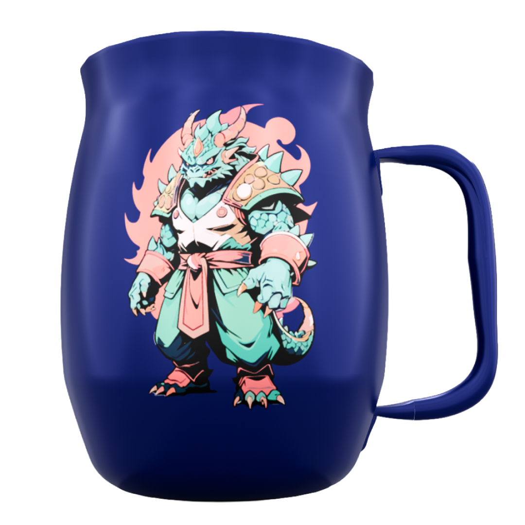Fiery Kaiju, Double Barrel, Blue, Powder coat, Red Silk Screen WBS Logo, Transfer Logo, No Date