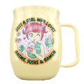 Double Barrel Mug – Yellow Powder Coat, Girl Anime Sushi Ramen