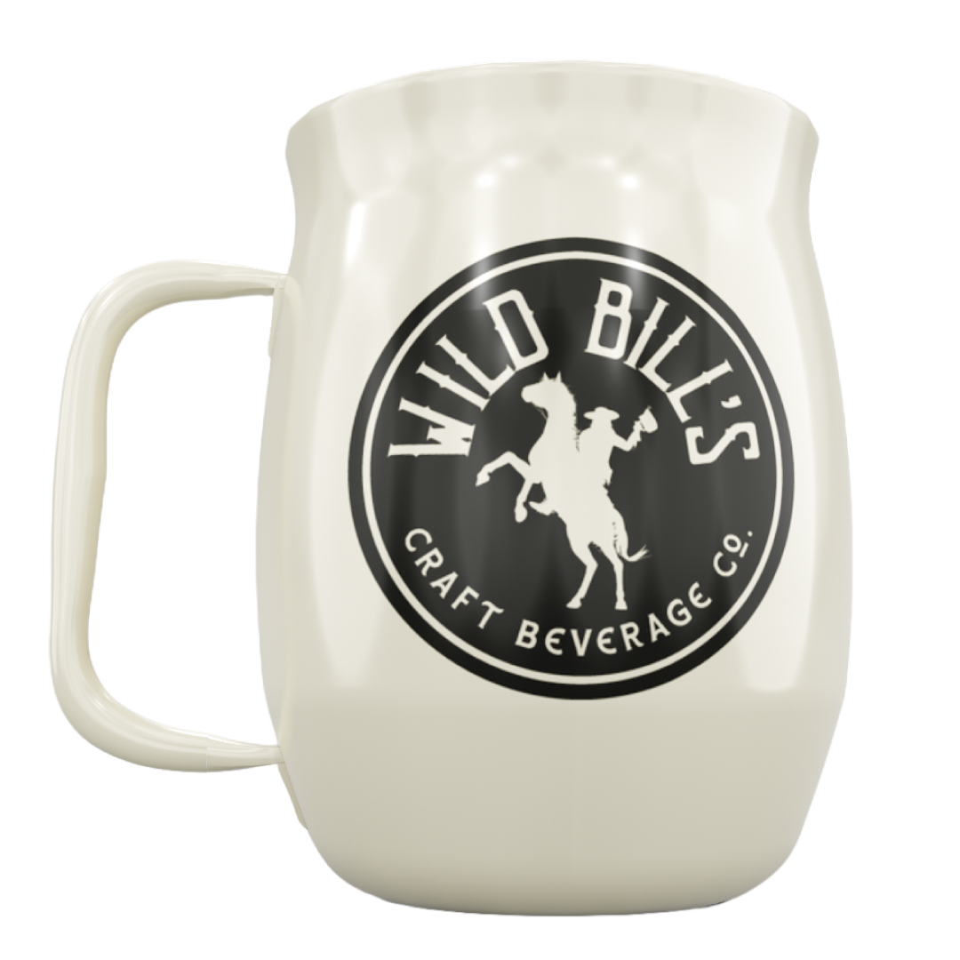 Double Barrel Mug – White Powder Coat, Lunar Mandala