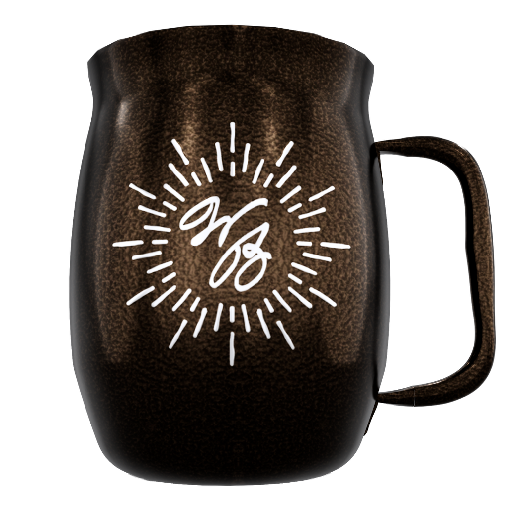 Double Barrel Mug – Black Powder Coat, Silk Screen