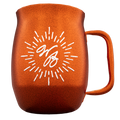 Double Barrel Mug – Orange Powder Coat, Silk Screen