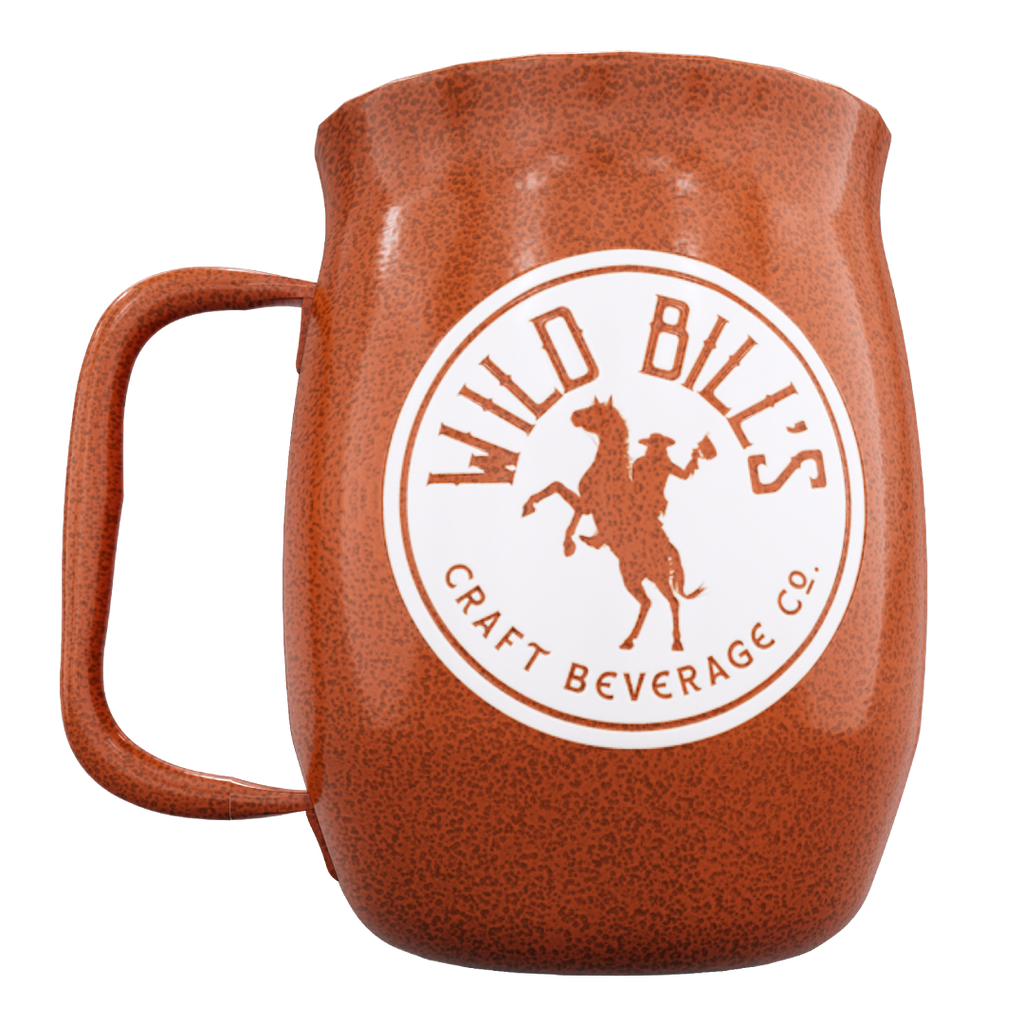 Double Barrel Mug – Orange Powder Coat, Silk Screen