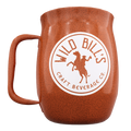 Double Barrel Mug – Orange Textured Powder Coat, White Silk Screen