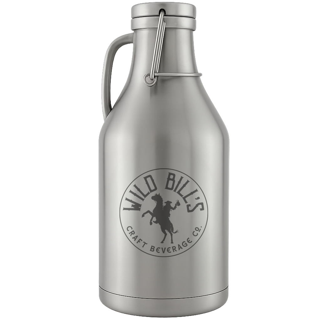 64 OZ Stainless Steel Growler, Acid Etched Logo