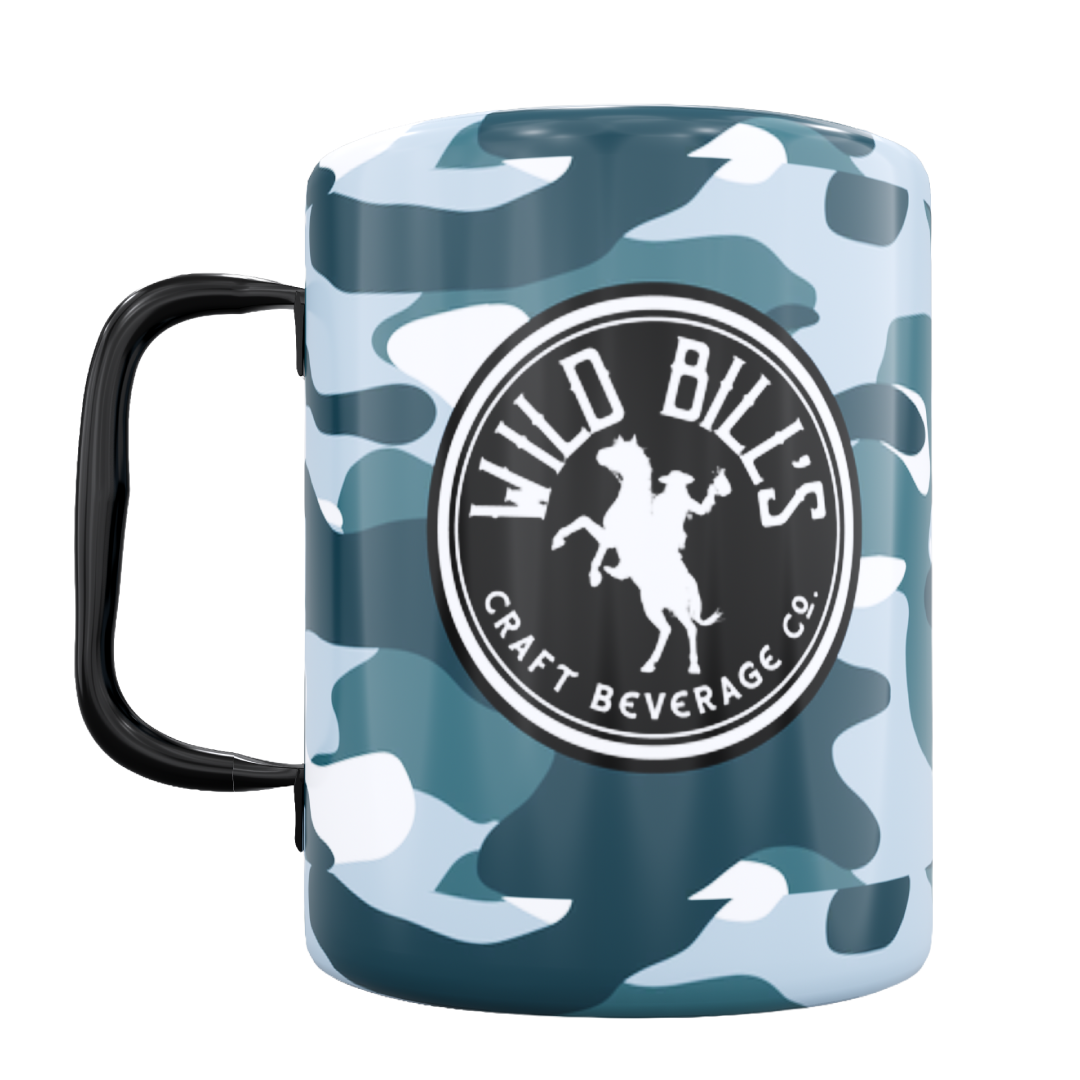 Blue Camo, Double Wall Mug, Camo / Full Color Wrap, Black, Powder coat, No Date