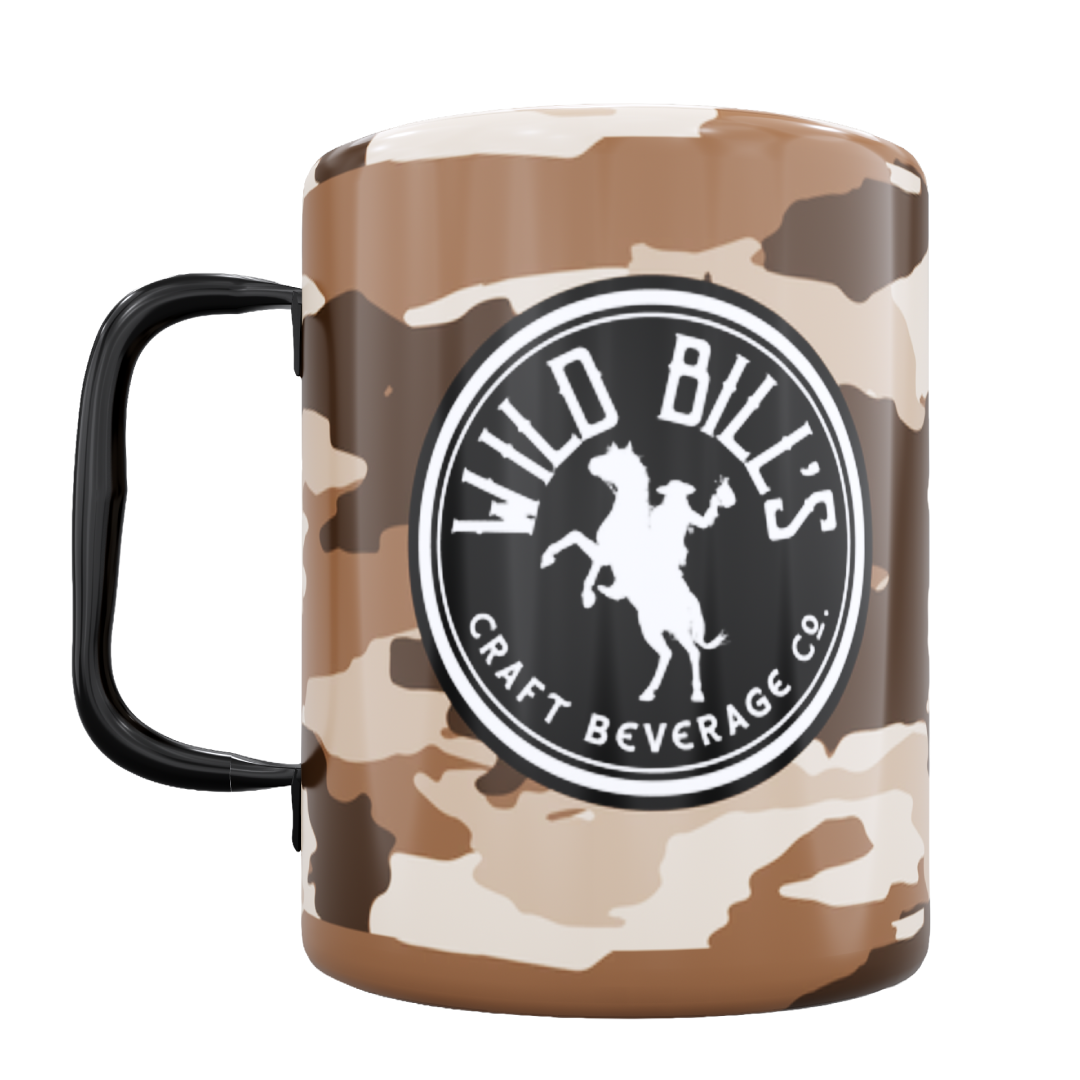 Brown Camo, Double Wall Mug, Camo / Full Color Wrap, Black, Powder coat, No Date